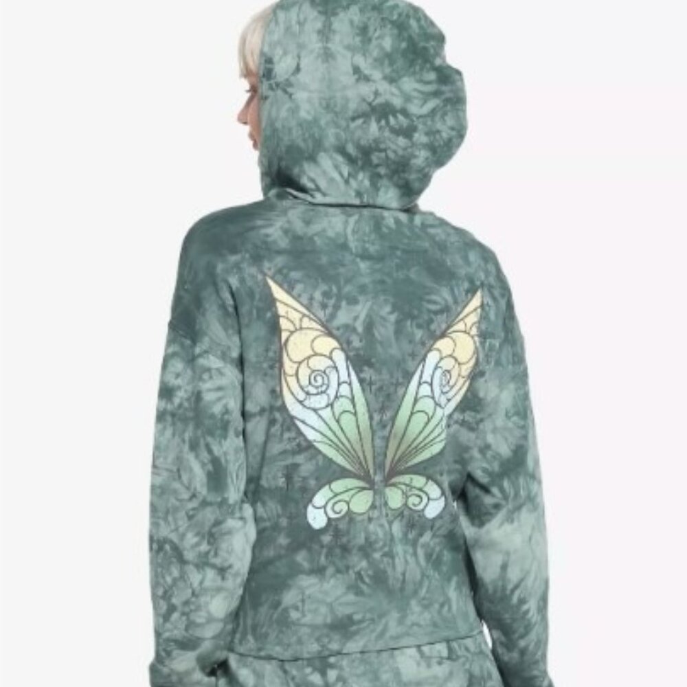 Her Universe Disney Tinker Bell Wings Tie-Dye Girls Crop Hoodie NWT Junior Sz M
